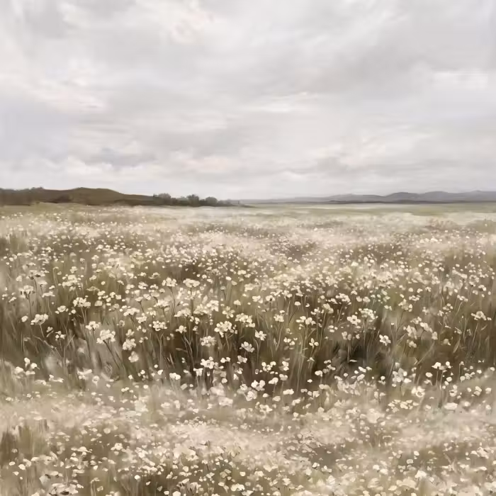 Behang - Illustratie - Landschap - Wit
