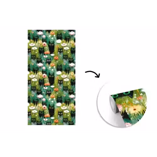 Katten - Bloemen - Kleurrijk fotobehang vinyl groot 64 -3d