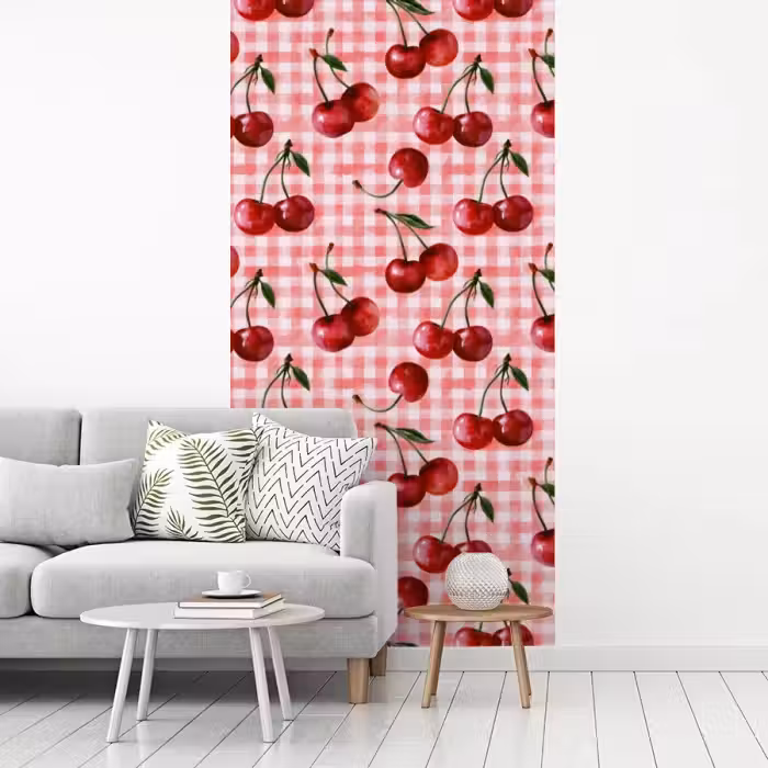 Kersen - Blokken - Rood fotobehang vinyl groot 64 -woonkamer