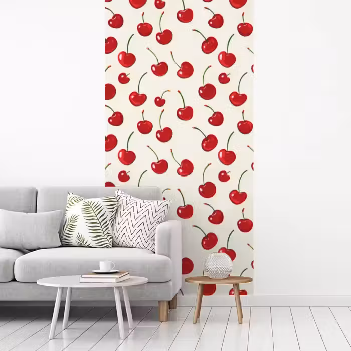 Kersen - Minimalistisch - Rood fotobehang vinyl groot 64 -woonkamer