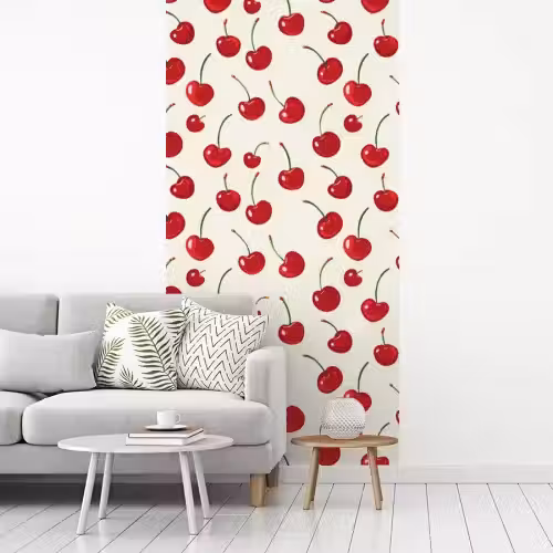 Kersen - Minimalistisch - Rood fotobehang vinyl groot 64 -woonkamer