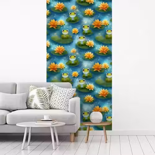 Kikker - Lelies - Groen fotobehang vinyl groot 64 -woonkamer