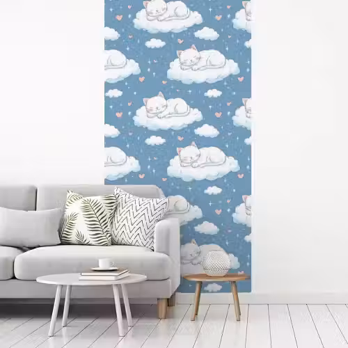 Kitten - Wolken - Blauw fotobehang vinyl groot 64 -woonkamer