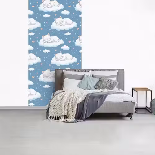 Kitten - Wolken - Blauw fotobehang vinyl groot 64 -slaapkamer