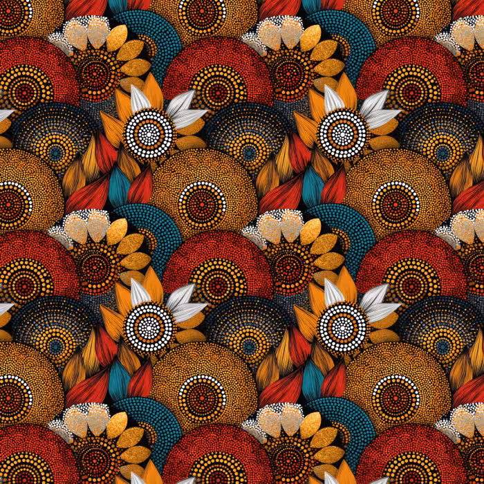 Behang - Kleurrijk - Aboriginal - Dot Painting - Botanisch - Patroon
