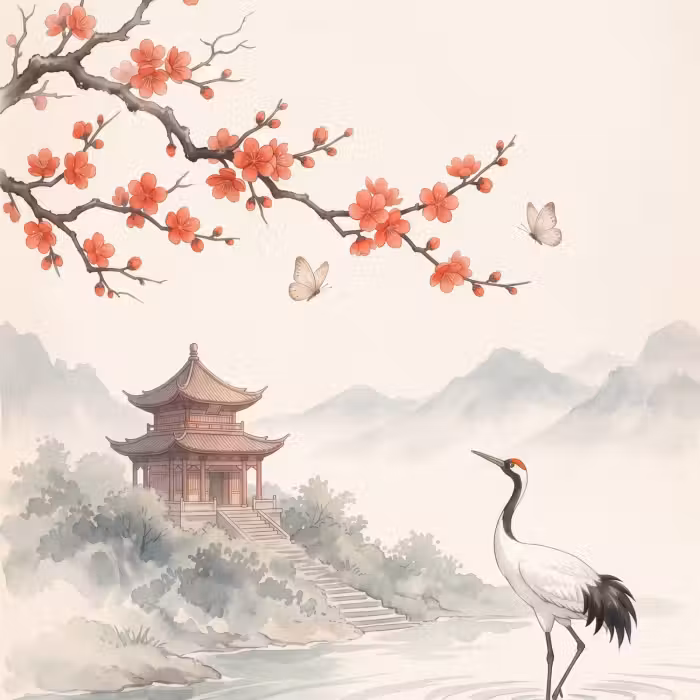 Behang - Kraanvogel - Azië - Klassiek