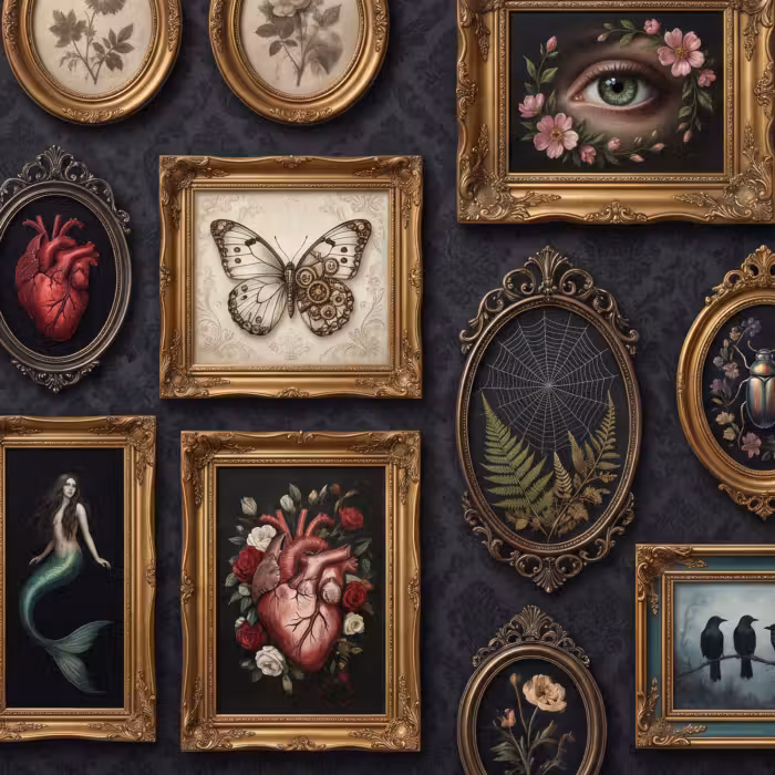 Behang - Kunst - Collectie - Vintage - Klassiek - Donker