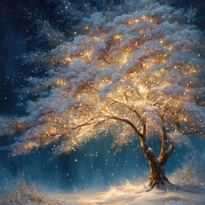 Behang - Levensboom - Nacht - Donker - Blauw