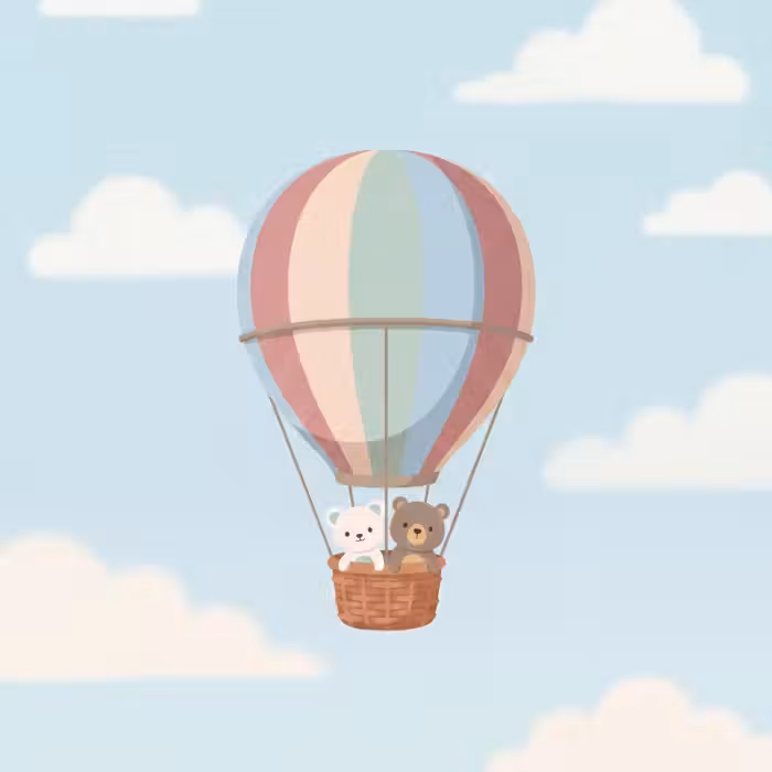 Behang - Luchtballon - Beren - Pastel