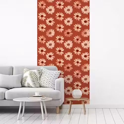 Madelief - Retro - Terracotta fotobehang vinyl groot 64 -woonkamer