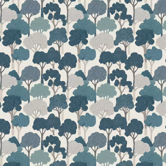 Behang - Modern - Bomen - Bos - Patroon - Blauw