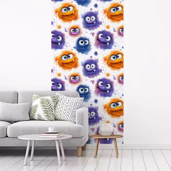 Monstertjes - Aquarel - Kleurrijk fotobehang vinyl groot 64 -woonkamer