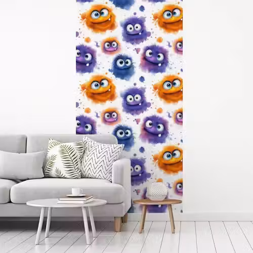 Monstertjes - Aquarel - Kleurrijk fotobehang vinyl groot 64 -woonkamer