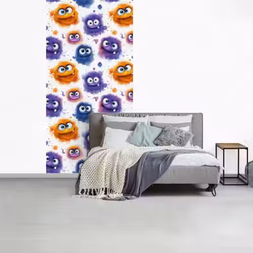 Monstertjes - Aquarel - Kleurrijk fotobehang vinyl groot 64 -slaapkamer