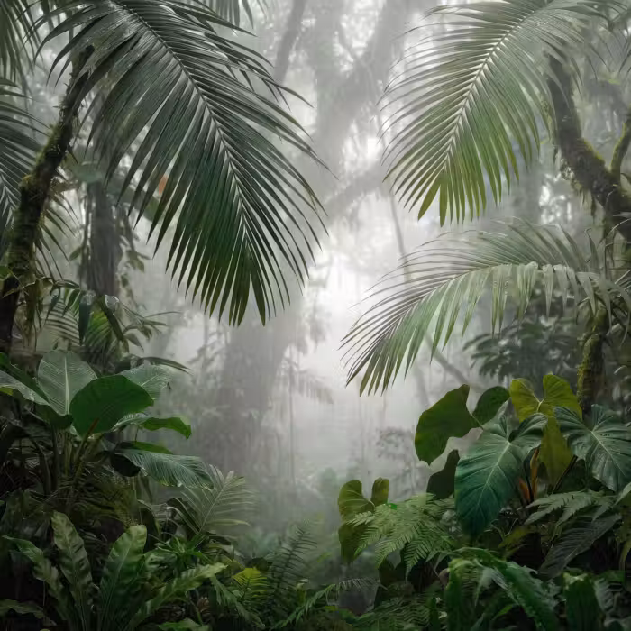 Behang - Natuur - Jungle - Mist - Tropisch - Groen