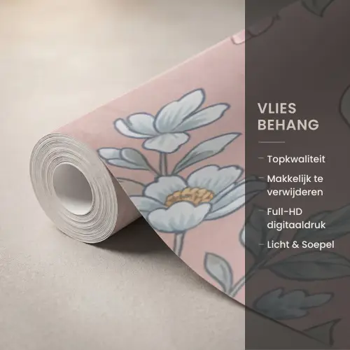 Nostalgisch - Reigers - Roze Behang Vlies klein -USP_closeupNL