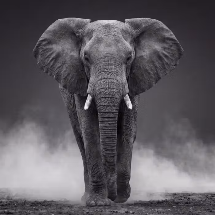 Behang - Olifant - Zwart - Wit - Rook