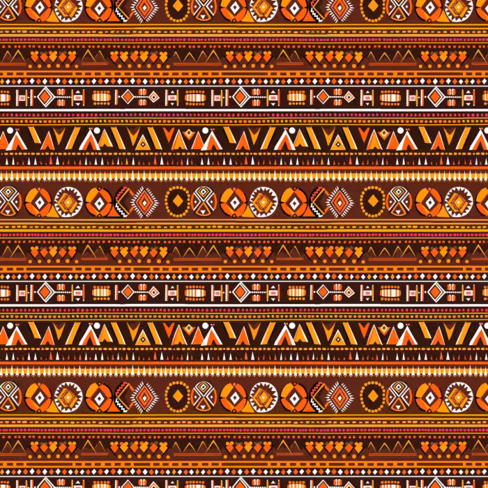 Behang - Oranje - Etnisch - Tribaal - Geometrisch - Patroon