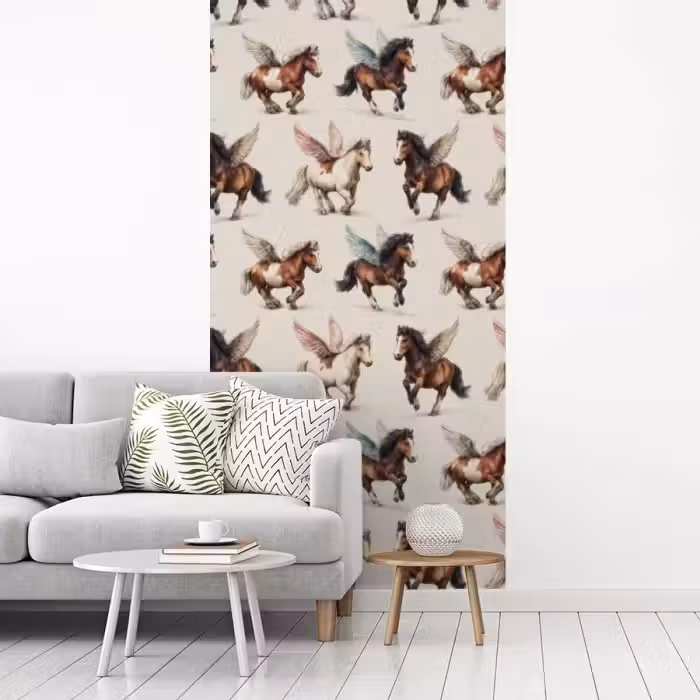 Paarden - Vleugels - Kleurrijk fotobehang vinyl groot 64 -woonkamer