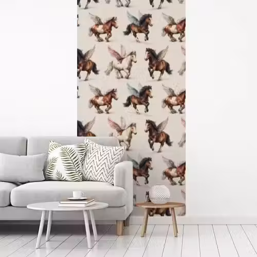 Paarden - Vleugels - Kleurrijk fotobehang vinyl groot 64 -woonkamer