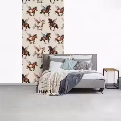 Paarden - Vleugels - Kleurrijk fotobehang vinyl groot 64 -slaapkamer