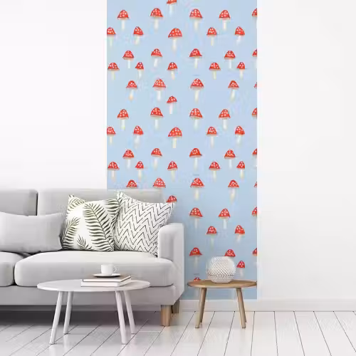 Paddenstoel -Sprookje - Blauw fotobehang vinyl groot 64 -woonkamer