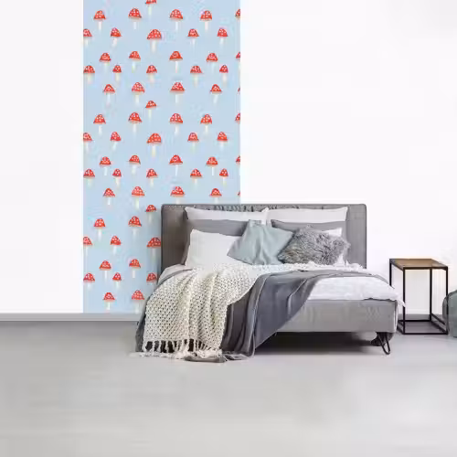 Paddenstoel -Sprookje - Blauw fotobehang vinyl groot 64 -slaapkamer