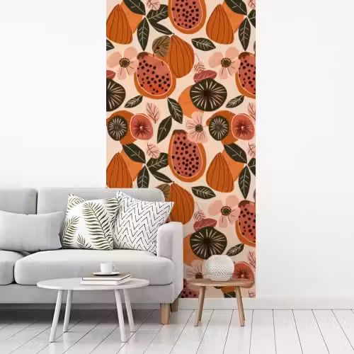 Papaja - Bloesem - Oranje fotobehang vinyl groot 64 -woonkamer