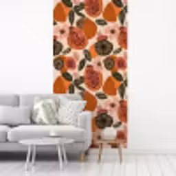 Papaja - Bloesem - Oranje fotobehang vinyl groot 64 -woonkamer