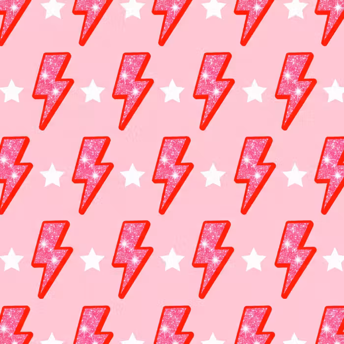 Behang - Patroon - Bliksem - Ster - Glitter - Roze