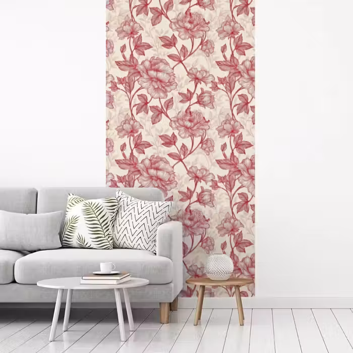 Pioenrozen - Modern - Rood fotobehang vinyl groot 64 -woonkamer