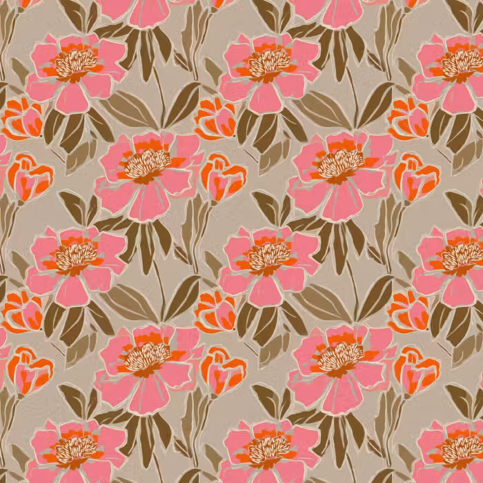 Behang - Pioenrozen - Patroon - Roze