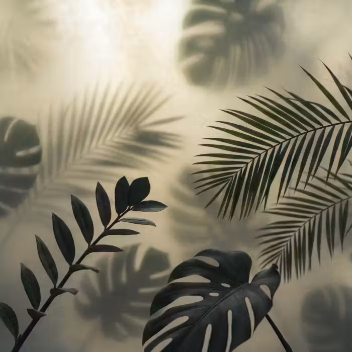 Behang - Planten - Bladeren - Schaduwen - Groen - Modern