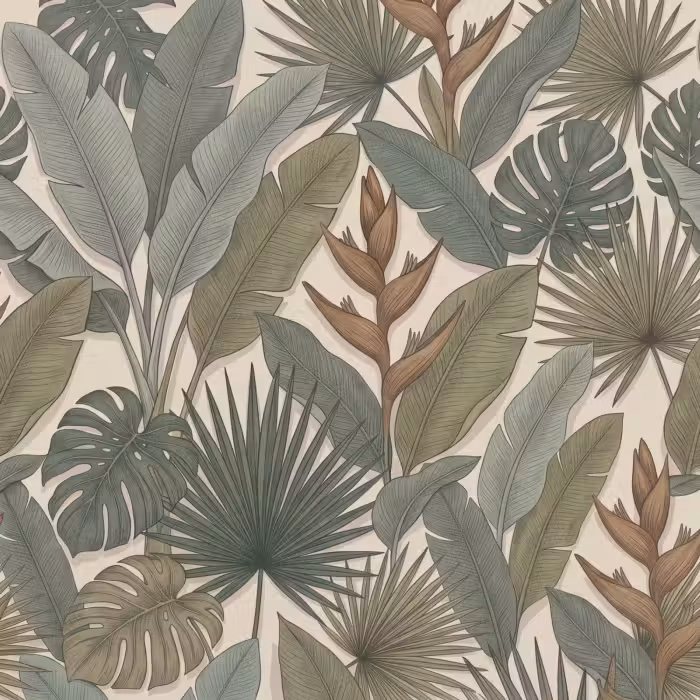 Behang - Planten - Tropisch - Natuur - Illustratie - Groen