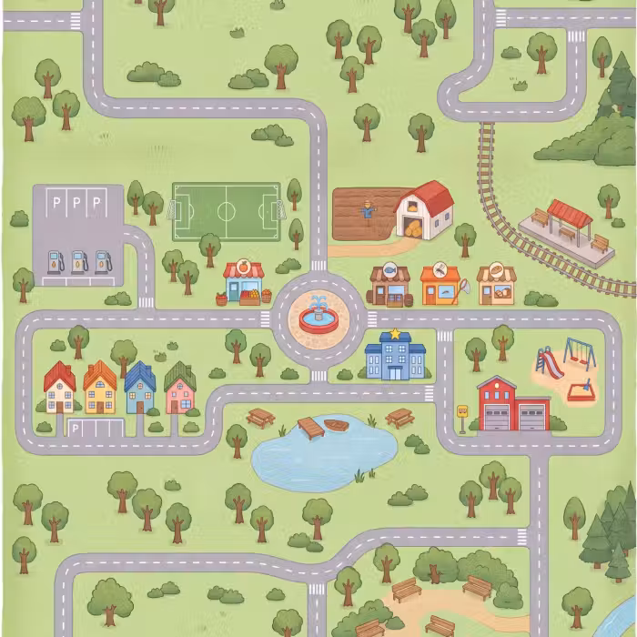 Behang - Plattegrond - Dorp - Kind