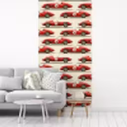 Raceauto - Retro - Rood fotobehang vinyl groot 64 -woonkamer