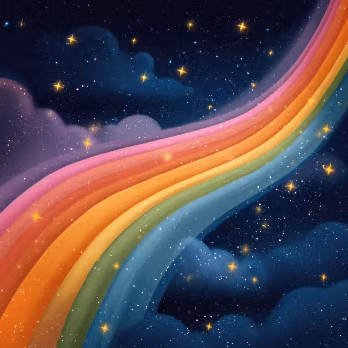 Behang - Regenboog - Sterrenhemel - Kleurrijk