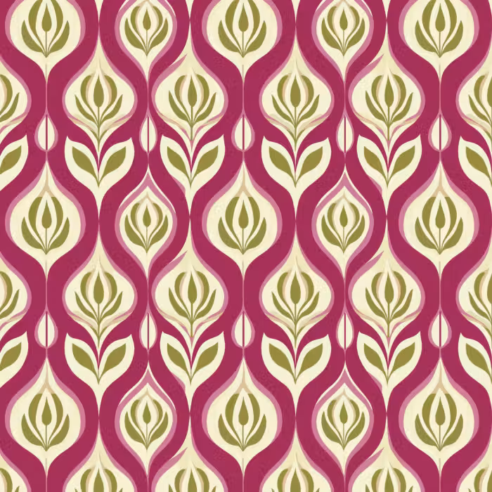 Behang - Retro - Floraal - Paars