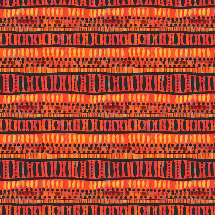 Behang - Rood - Oranje - Etnisch - Expressief - Patroon