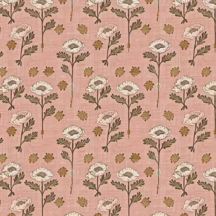 Behang - Roze - Bloemen - Vintage - Textuur