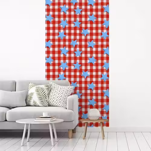 Ruit - Sterren - Rood fotobehang vinyl groot 64 -woonkamer