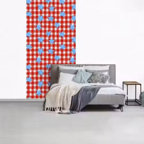 Ruit - Sterren - Rood fotobehang vinyl groot 64 -slaapkamer