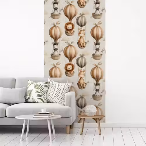 Safari - Luchtballonen - Taupe fotobehang vinyl groot 64 -woonkamer