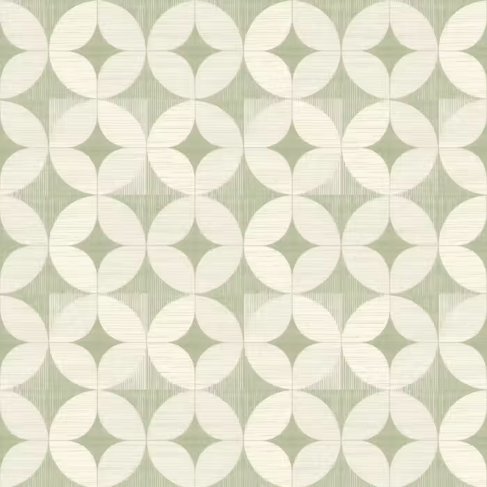 Behang - Saliegroen - Geometrisch - Retro - Mid-Century - Patroon