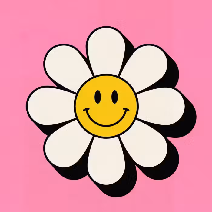 Behang - Smiley - Bloem - Roze