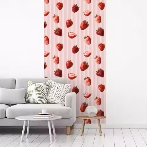 Strepen - Aardbei - Roze fotobehang vinyl groot 64 -woonkamer