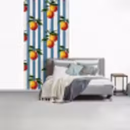 Strepen - Citroen - Blauw fotobehang vinyl groot 64 -slaapkamer