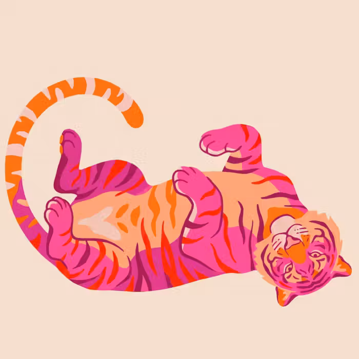 Behang - Tijger - Roze - Oranje