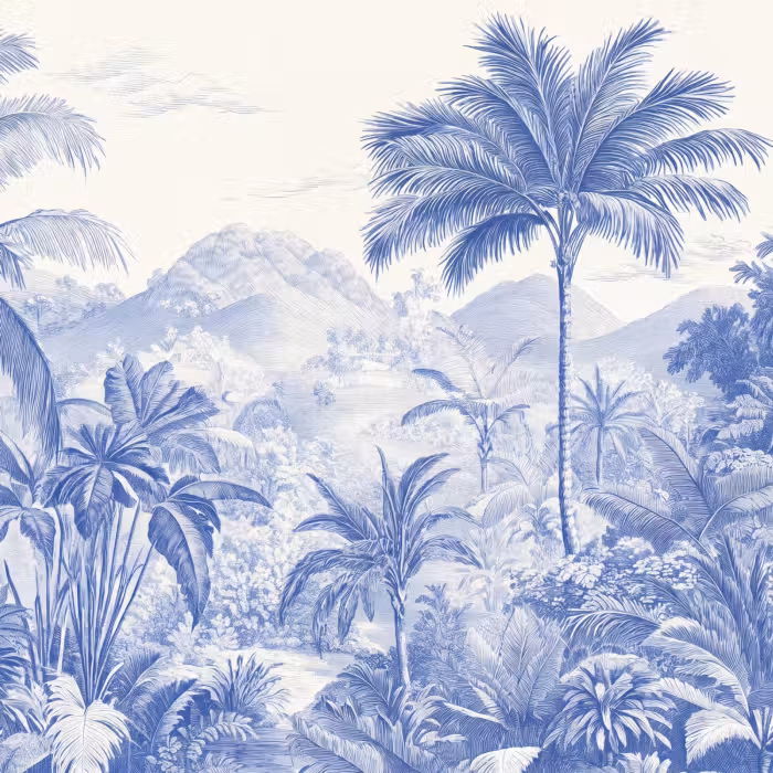 Behang - Tropisch - Jungle - Blauw