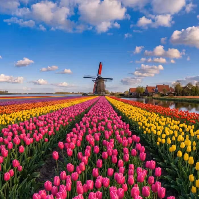 Behang - Tulpen - Holland - Molen - Kleurrijk